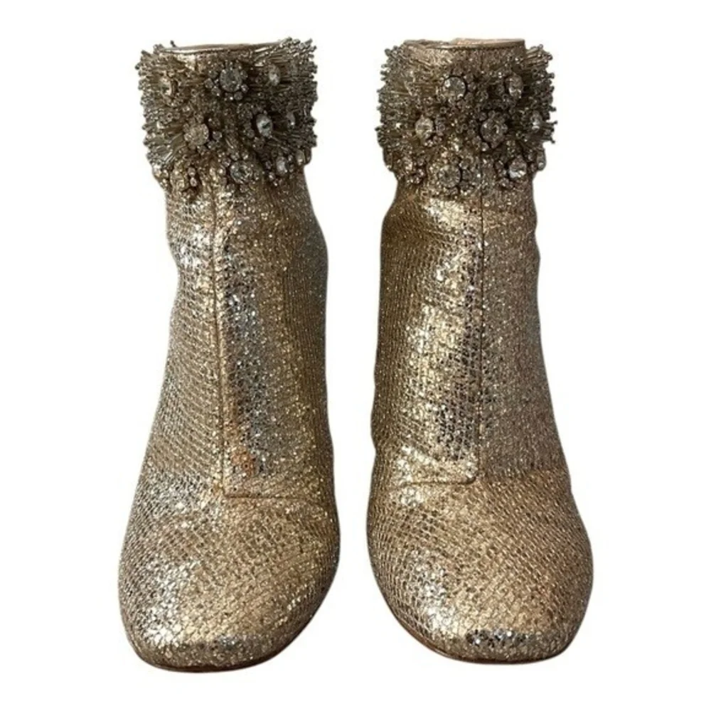 Vince Camuto IM-Lura Gold Glitter Mesh Heeled Ankle Boots Size 8.5